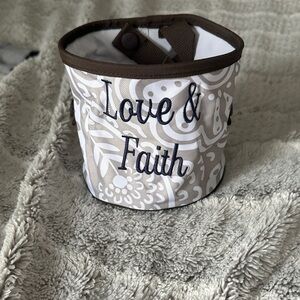 Thirty-One Brown and White Love & Faith Cosmetic Bag